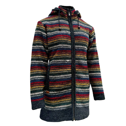 Planet Wool - Long Jacket Tibetan | wollen damesvest met fleecevoering