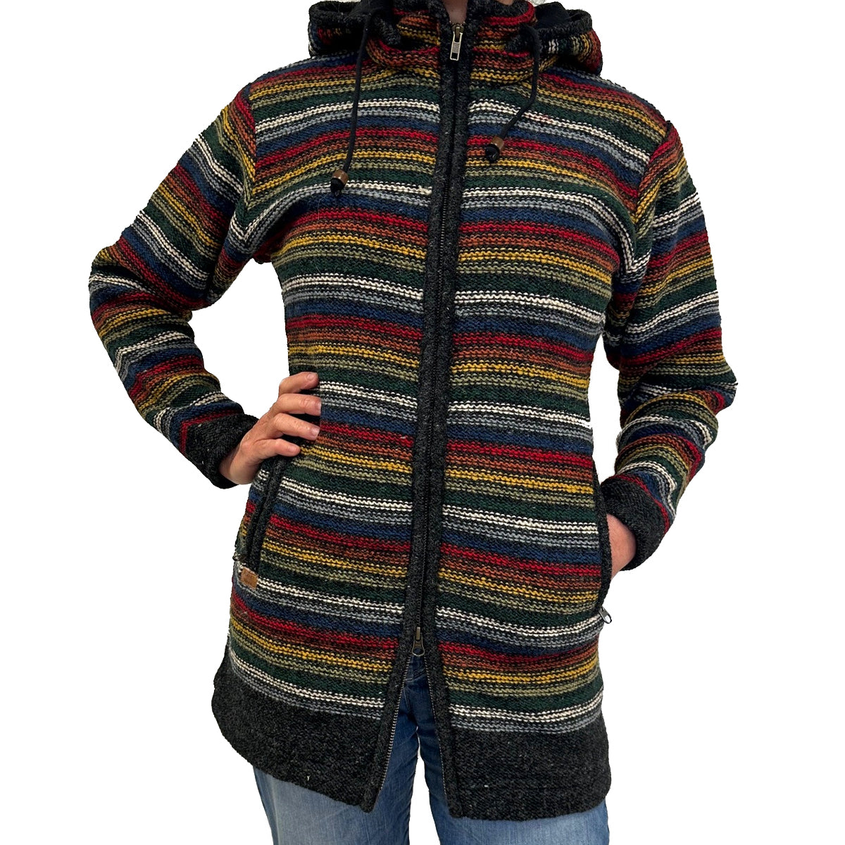 Planet Wool - Long Jacket Tibetan | wollen damesvest met fleecevoering