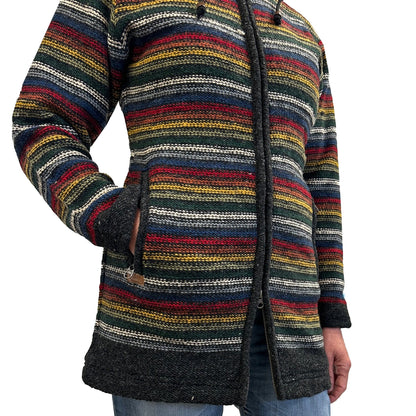 Planet Wool - Long Jacket Tibetan | wollen damesvest met fleecevoering