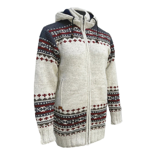 Planet Wool - Long Jacket Round | wollen damesvest met fleecevoering