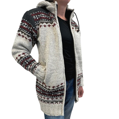 Planet Wool - Long Jacket Round | wollen damesvest met fleecevoering