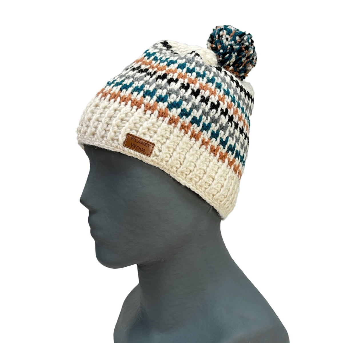 Planet Wool - Pompom hat | wool hat with fleece lining