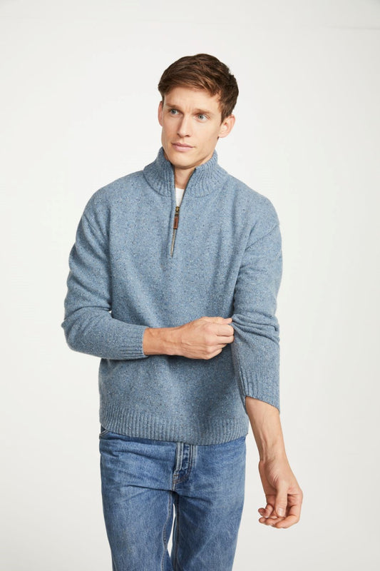 Aran Woollen Mills – R693 Troyer Zip | Herrenpullover aus Lammwolle