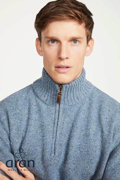 Aran Woollen Mills - R693 Troyer Zip | herentrui van lamswol