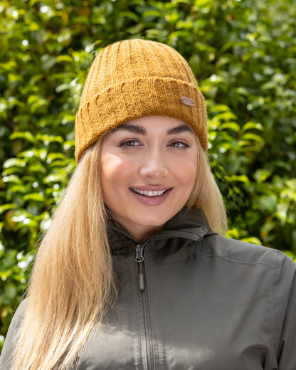 Erin Knitwear - Rib pullon Hat Turn up | wool hat with fleece lining