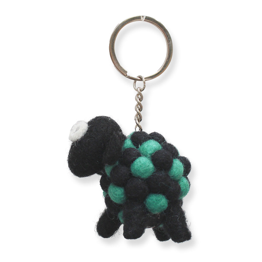 Erin Knitwear - wollen sleutelhanger schaap | Texel Groen zwart