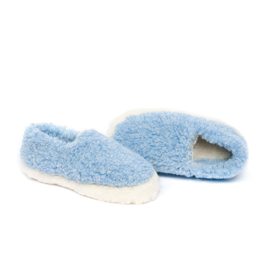 Yoko Wool - Siberian full slipper | pantoffel van schapenwol Lichtblauw