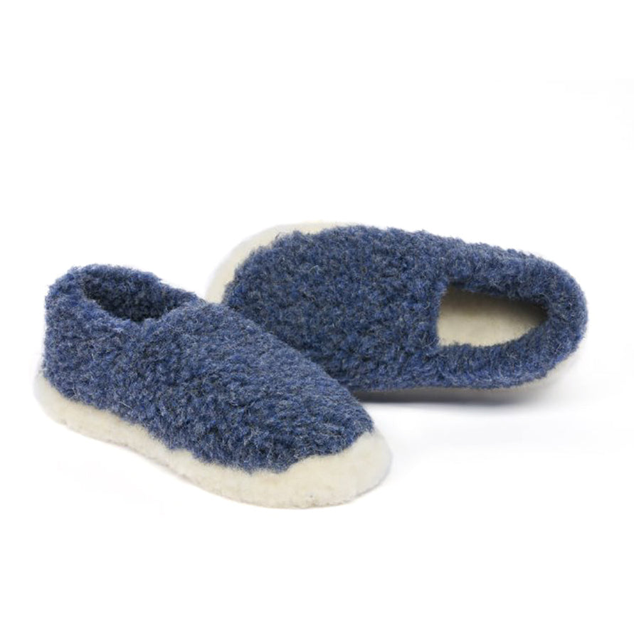 Yoko Wool - Siberian full slipper | pantoffel van schapenwol Dark blue
