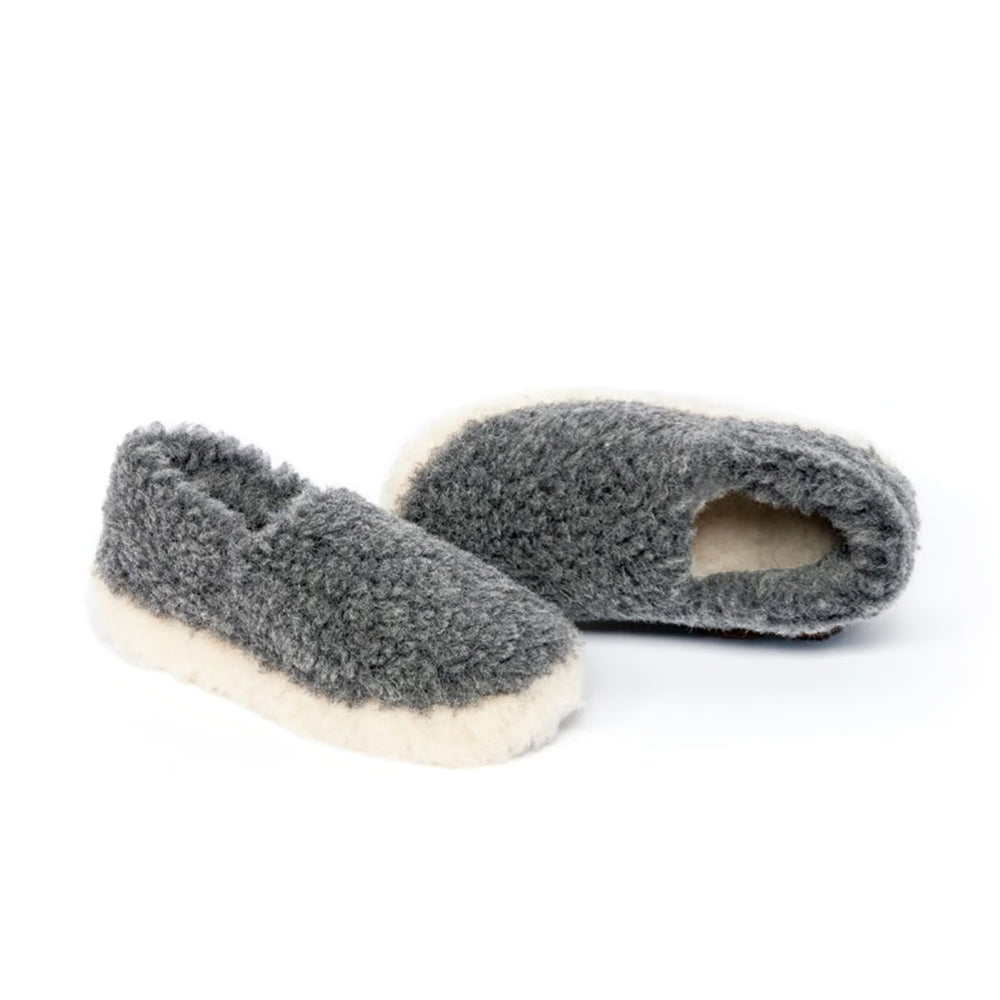 Yoko Wool - Siberian full slipper | pantoffel van schapenwol Dark grey