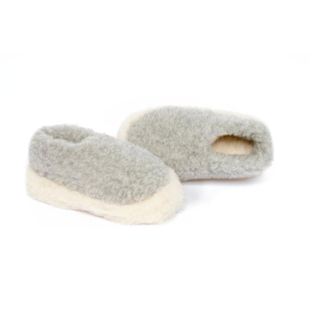 Yoko Wool - Siberian full slipper | pantoffel van schapenwol Light grey