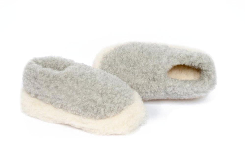 Yoko Wool - Siberian full slipper | pantoffel van schapenwol Light grey