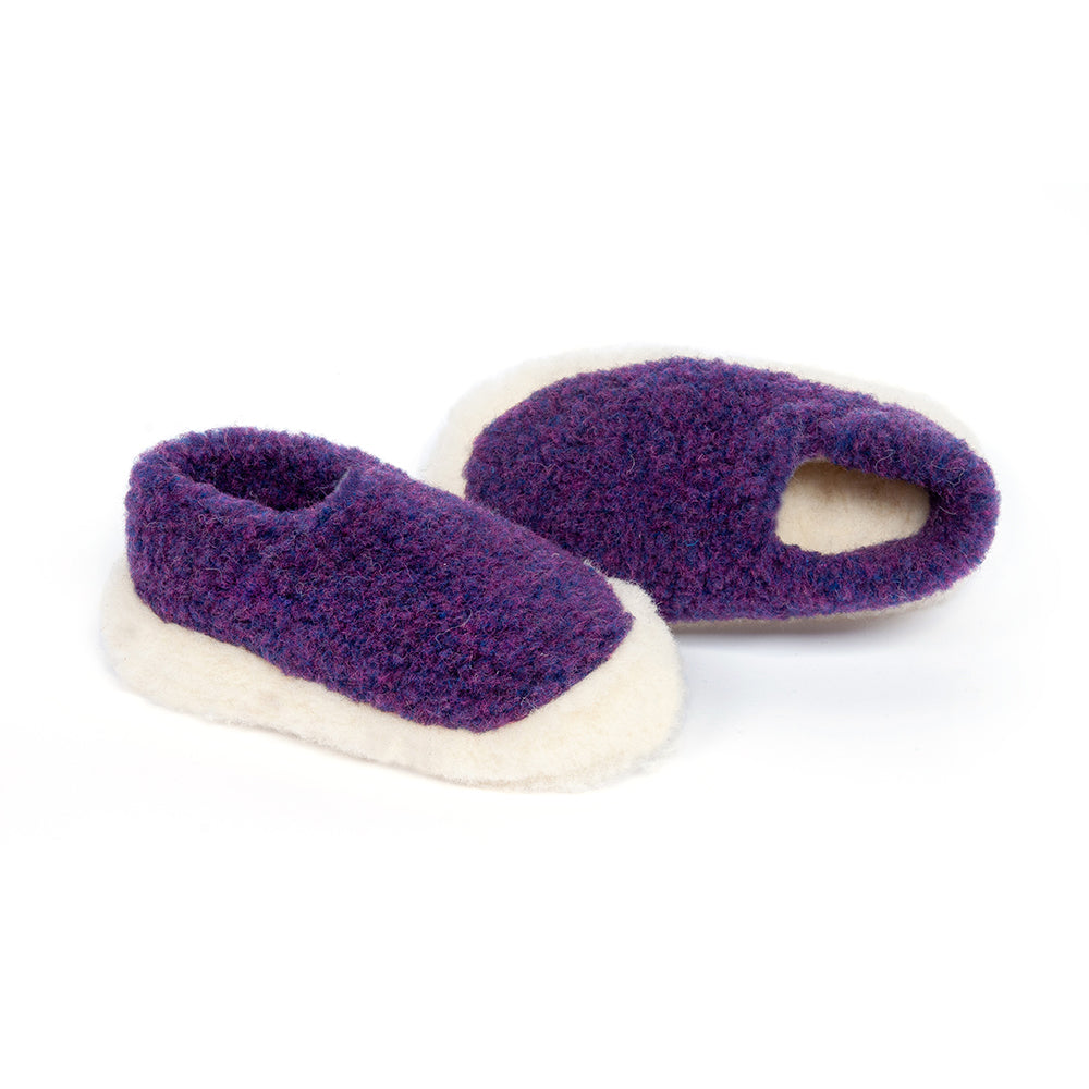 Yoko Wool - Siberian full slipper | pantoffel van schapenwol Purple