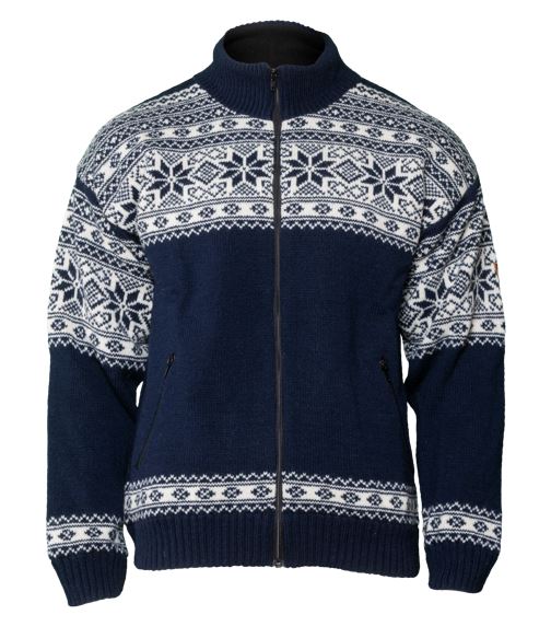 Bråtens - Snowflake FZ | Noors wollen vest met windstopper voering Navy white