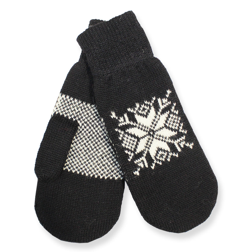 Norlender - Snowflake mittens | wollen wanten Black