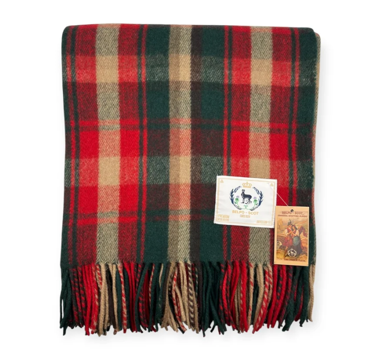 Belpo - Tartan blanket | wollen plaid Dark maple 150x180 cm.