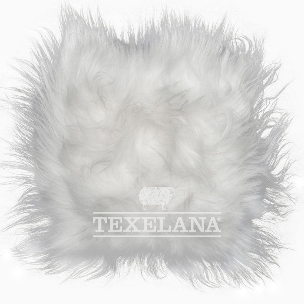 Texelana - sierkussen van schapenvacht | langharig - enkelzijdig Natural white (ongeverfd)