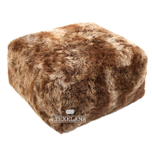 Texelana - pouf of Icelandic sheepskin | cube rust brown