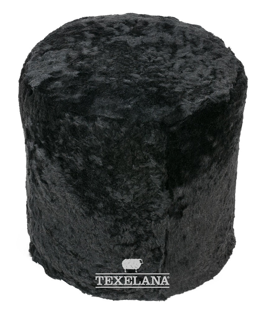 Texelana - poef van IJslandse schapenvacht | stomp zwart