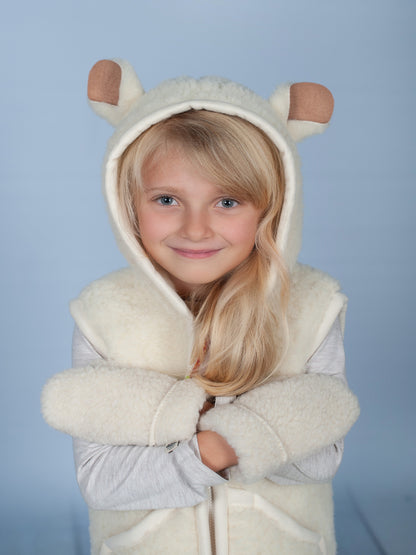 Yoko Wool - Strickjacke Robby Ears | Wollweste für Kinder