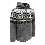 Planet Wool - Big Snowflake Jacket | wollen vest met fleecevoering Grey