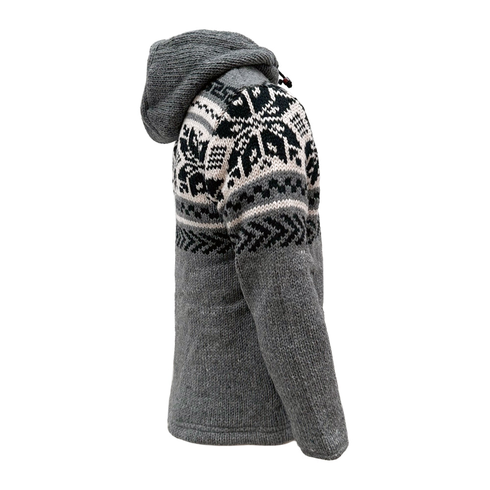 Planet Wool - Big Snowflake Jacket | wollen vest met fleecevoering