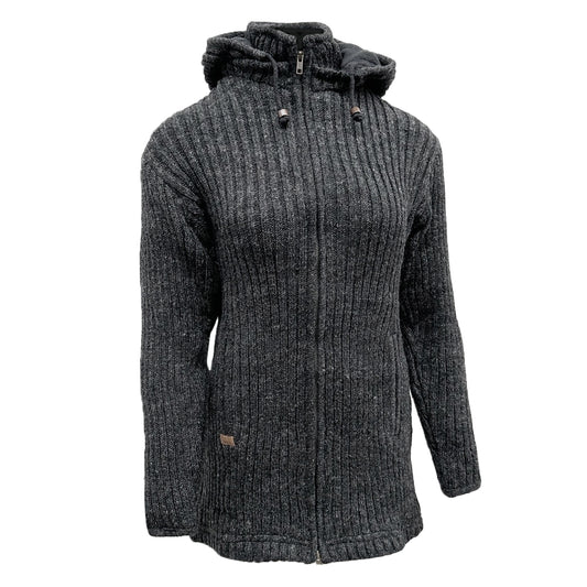 Planet Wool - Long Jacket Rib | langer Woll-Cardigan für Damen