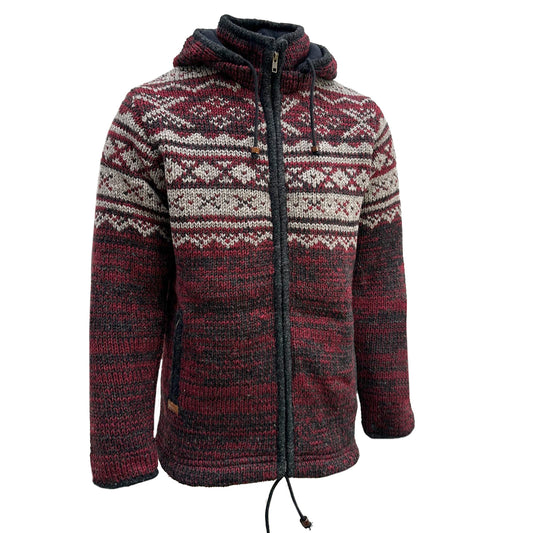 Planet Wool - Chest Pat | wollen vest met fleecevoering Maroon