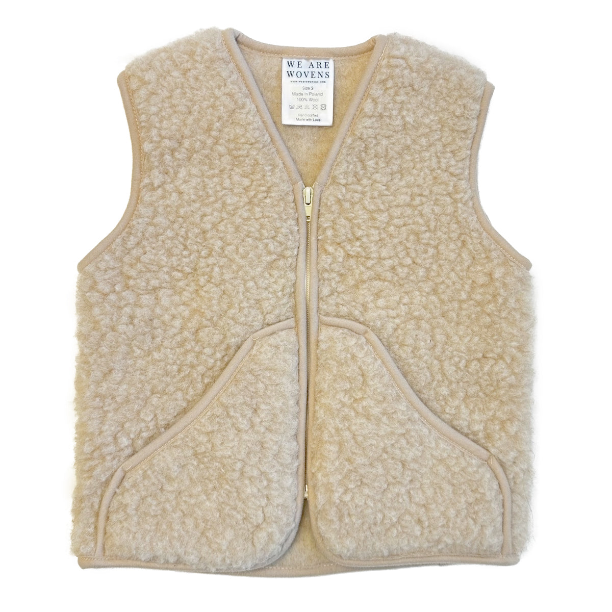 We are Wovens - Kids vest zipper | wollen kinder bodywarmer Cienki latte