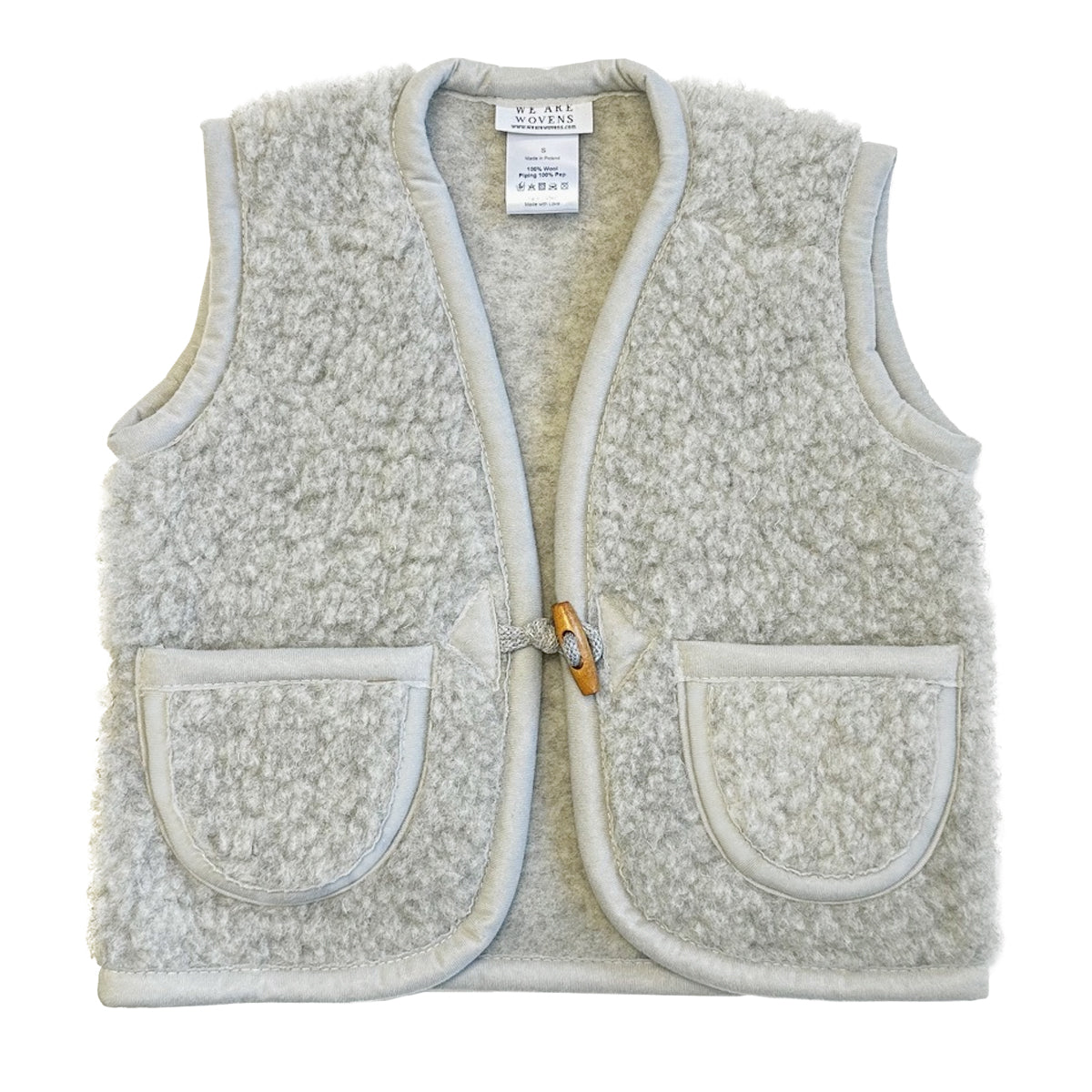 We are Wovens - Kids vest button | wollen kinder bodywarmer Earl grey M - 110 122