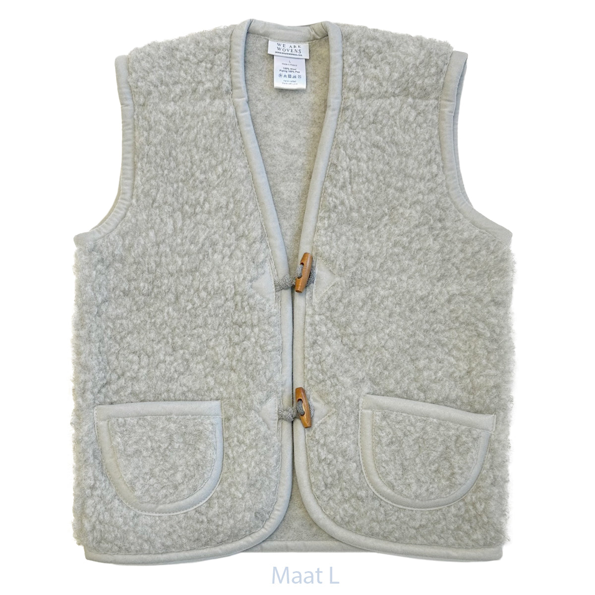 We are Wovens - Kids vest button | wollen kinder bodywarmer Earl grey L - 128 140