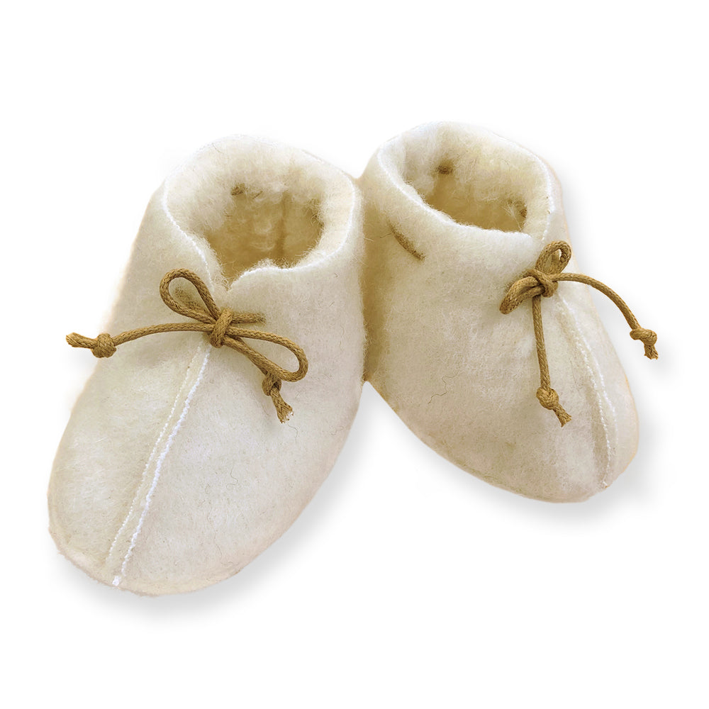 Yoko Wool | babypantoffel met veter Wolwit