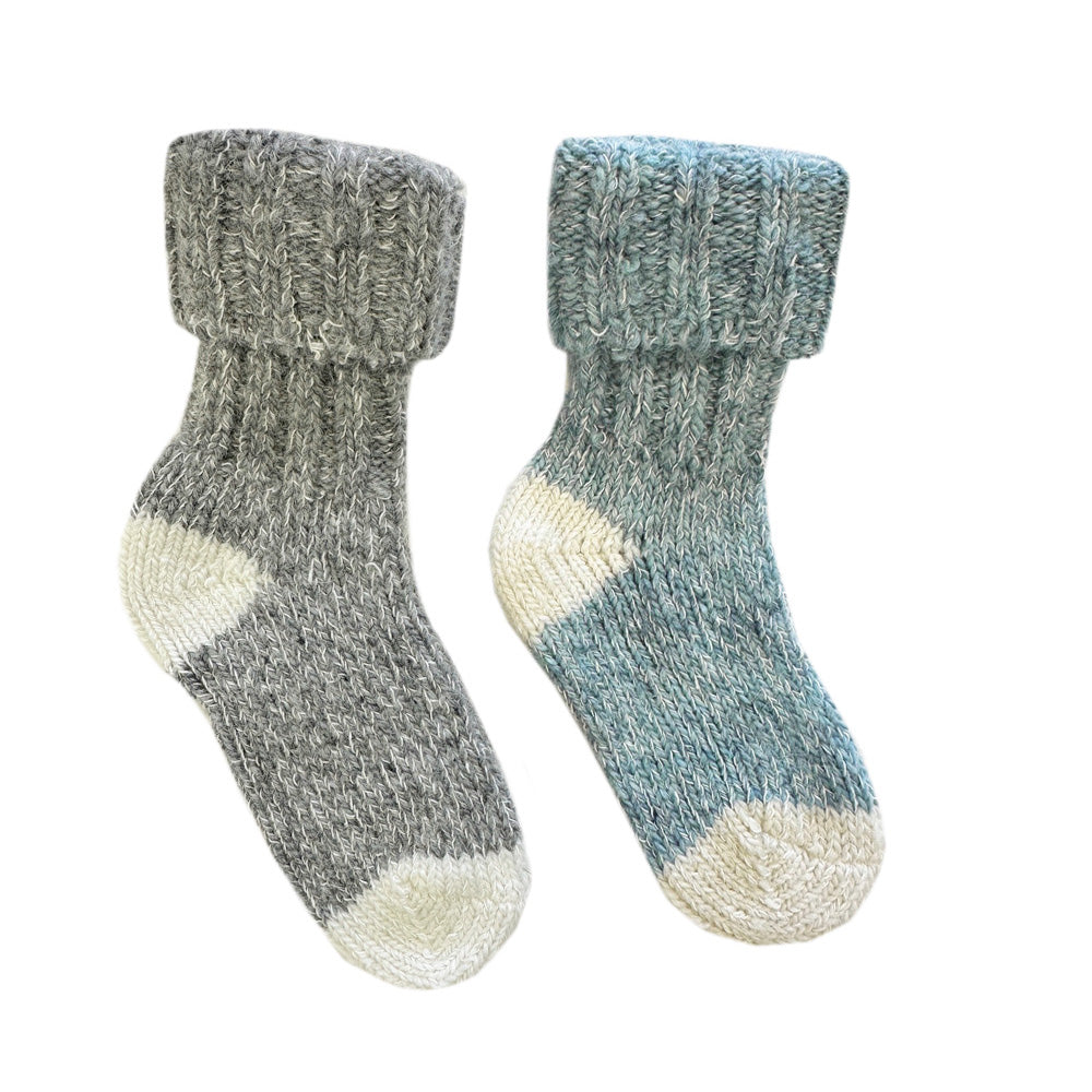 Apollo | wollen baby- & kindersokken - set van twee Blue grey