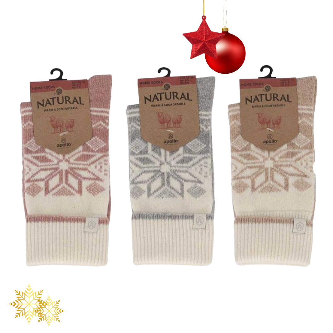 Apollo | Noorse wollen huissokken met omslag