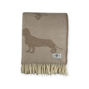 Belpo - Plaid teckel | wollen plaid met teckelprint Sand Coffee
