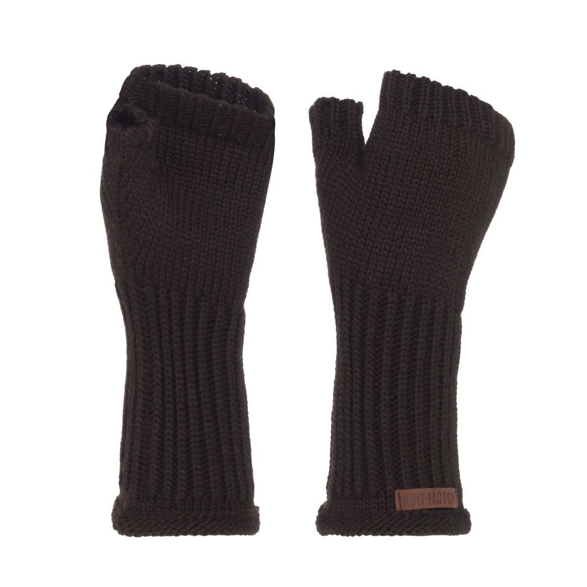 Knit Factory - Cleo | vingerloze handschoenen Donker bruin