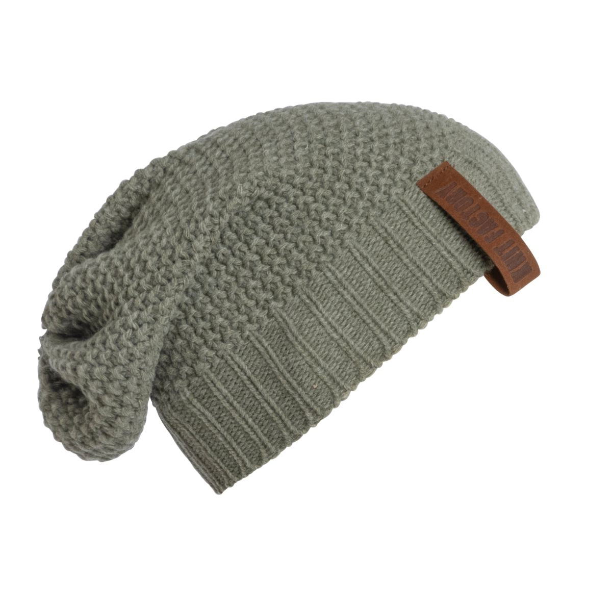 Knit Factory - Coco beanie | gebreide muts Urban green