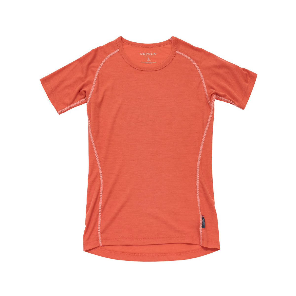 Devold - W Lauparen Base Tee | dames t-shirt van merinowol Coral