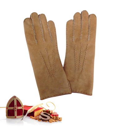 Texelana | suede sheepskin gloves with leather trim