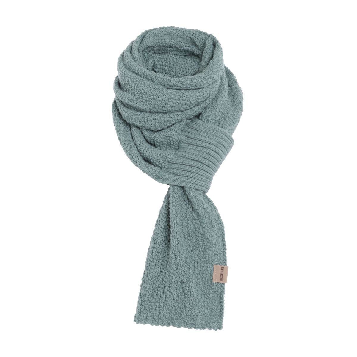 Knit Factory - Haze | gebreide sjaal Stone green