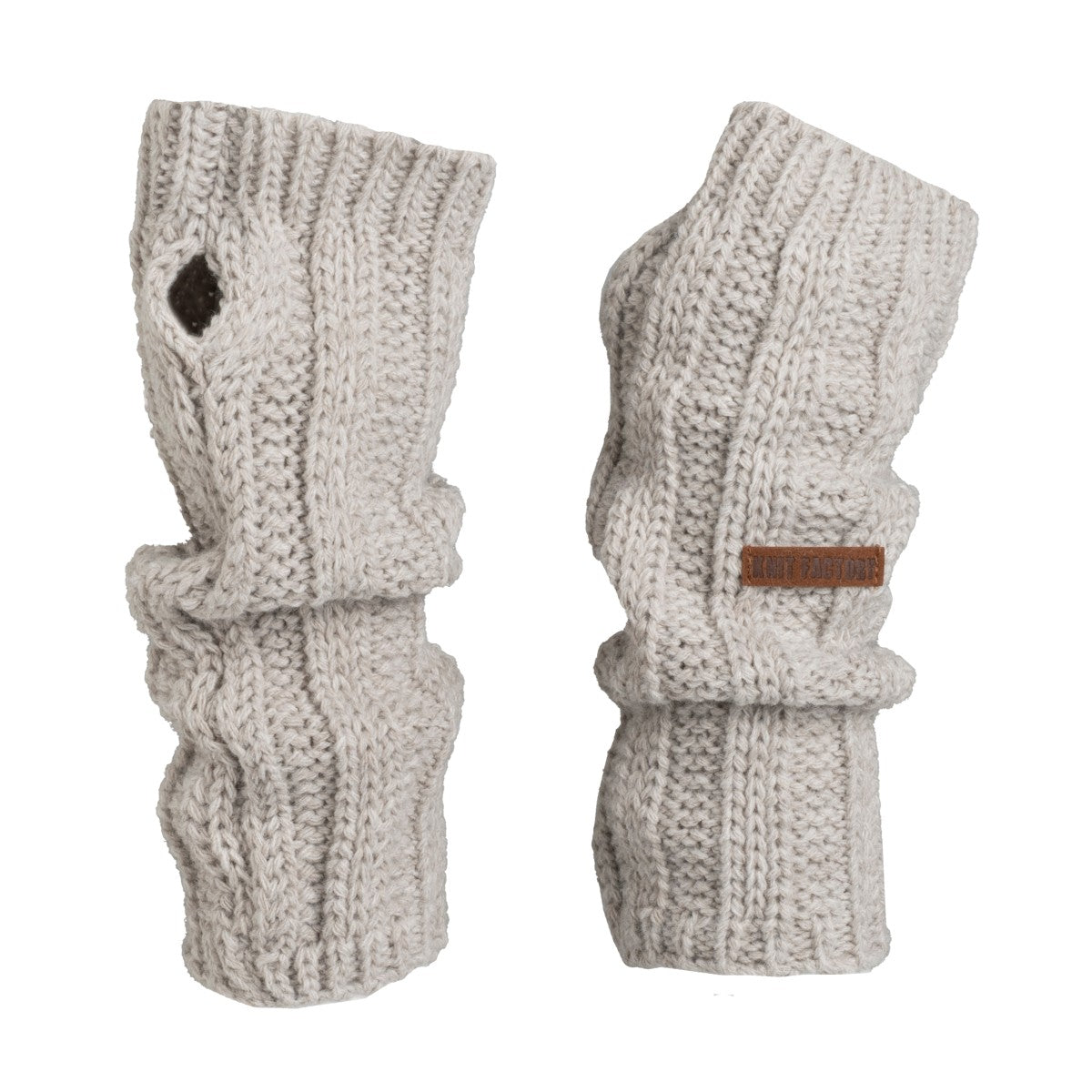 Knit Factory - Nica Armwarmers | gebreide polswarmers Iced Clay