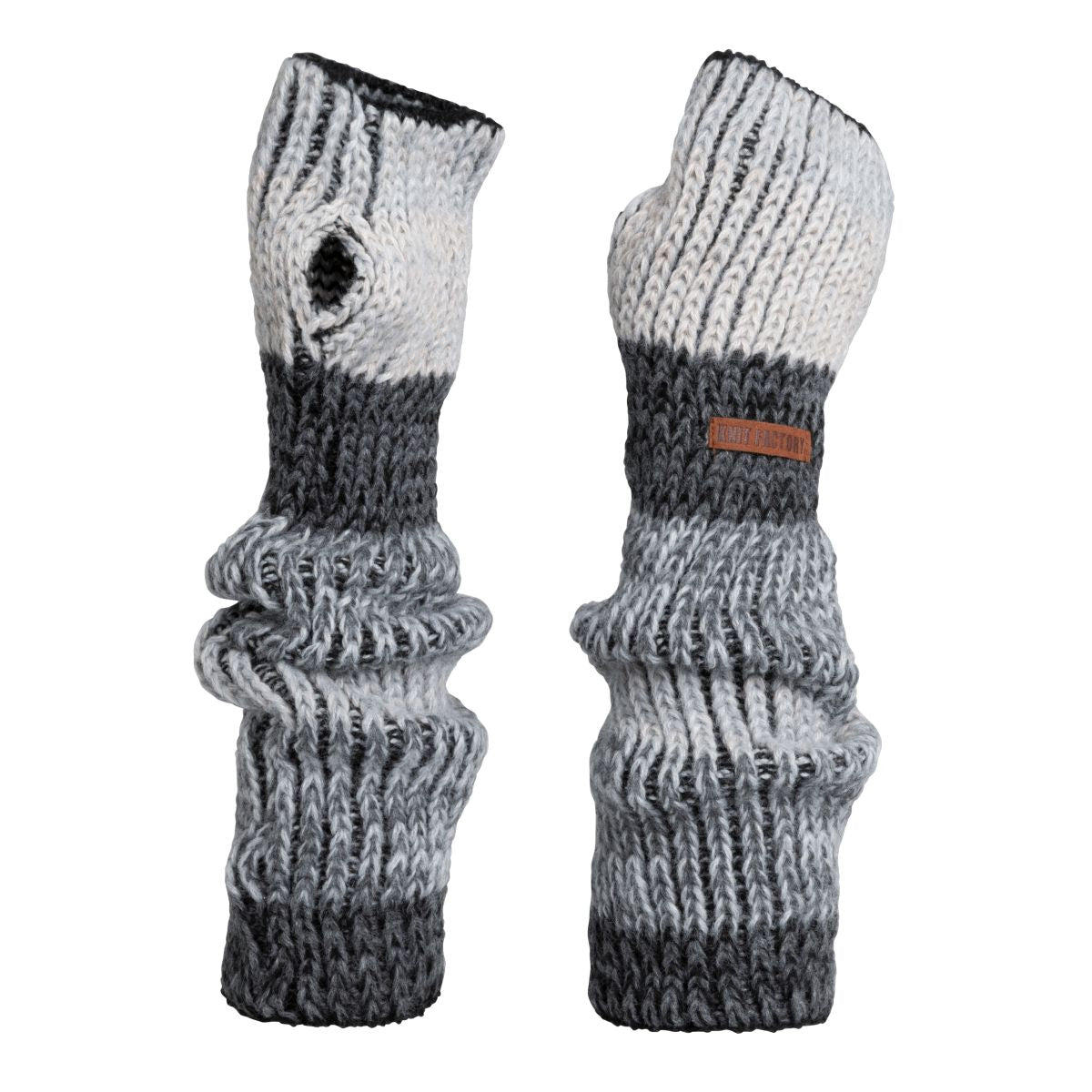 Knit Factory - Remy | gebreide armwarmers Silver mist