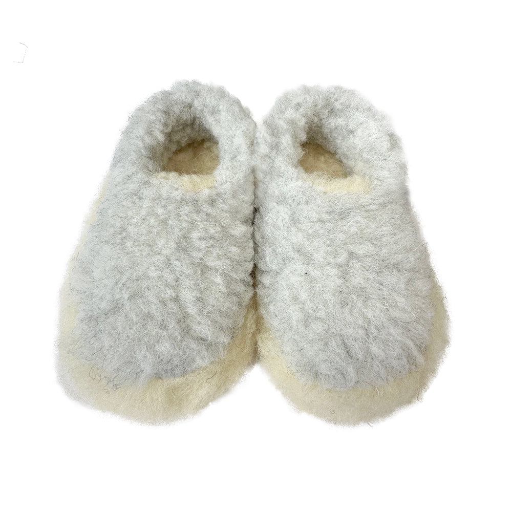 Yoko Wool - Kids Siberian slipper | kinderpantoffel van schapenwol Light grey