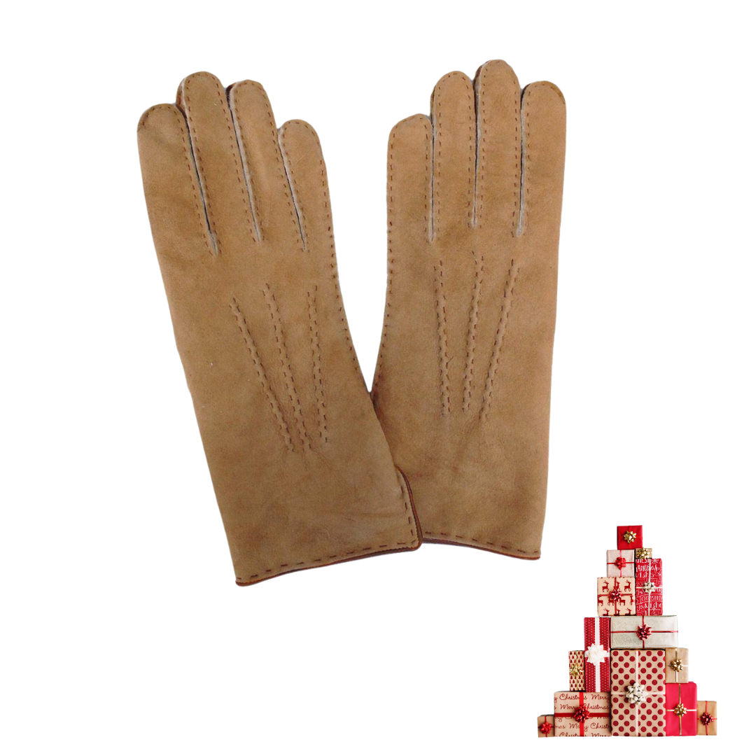 Texelana | Handschuhe aus Schafs-Wildleder mit Lederbesatz