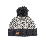 Erin Knitwear - Turn up hat bobble | wollen muts Charcoal