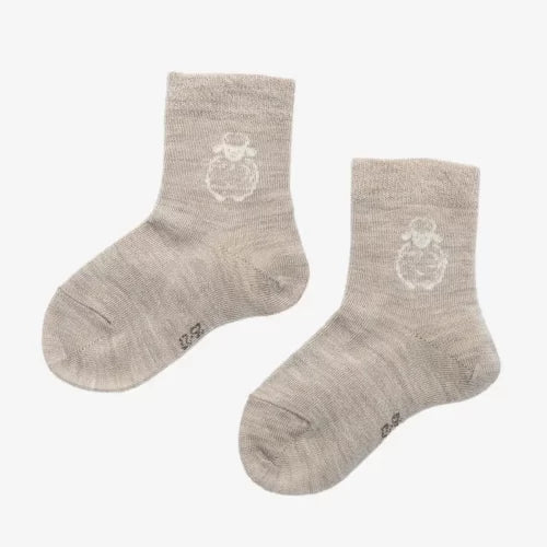 Flokati - Schapensokken | wollen kindersokken met schaapjes Beige