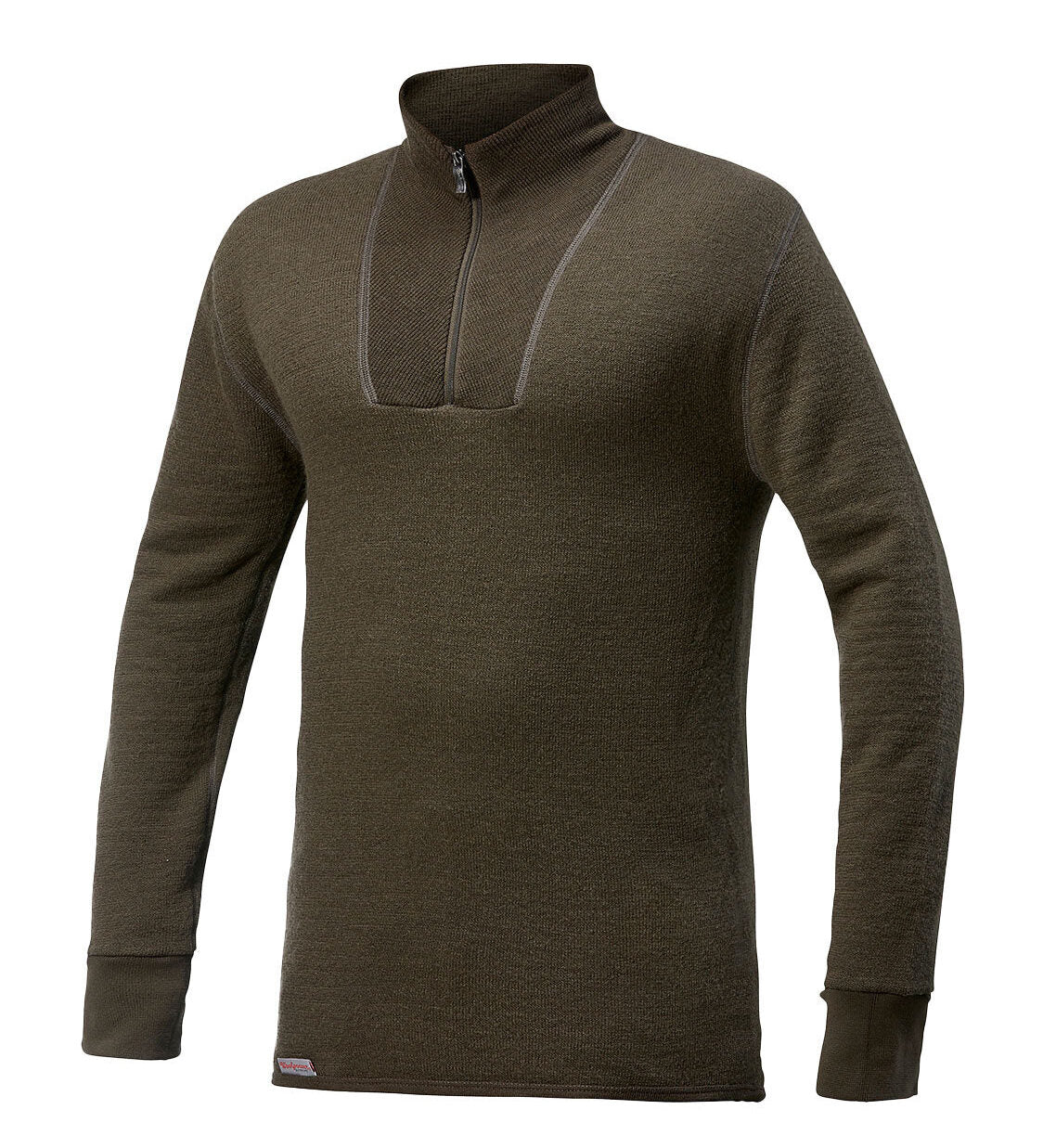 Woolpower - Zip turtleneck 400 | wollen thermoshirt met col Pine green