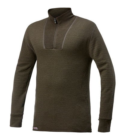 Woolpower - Zip turtleneck 400 | wollen thermoshirt met col Pine green