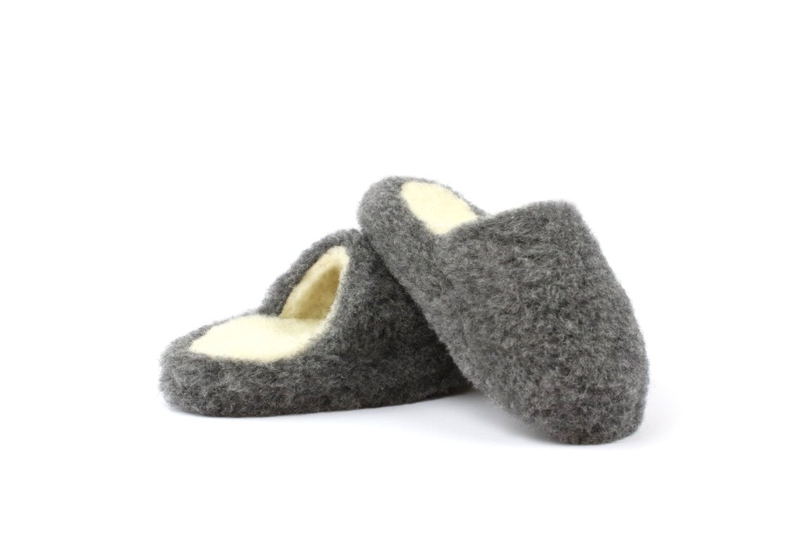 Yoko Wool - Mule slipper basic | pantoffel van schapenwol Dark grey
