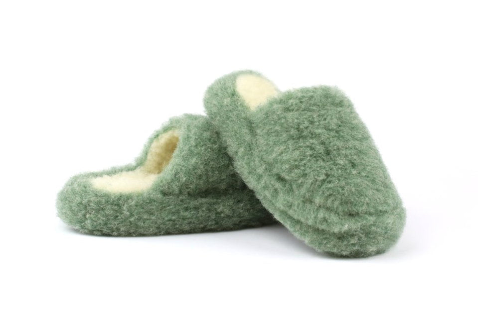 Yoko Wool - Mule slipper basic | pantoffel van schapenwol Green