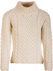 Aran Woollen Mills - B464 | merinowollen damestrui met col Wolwit